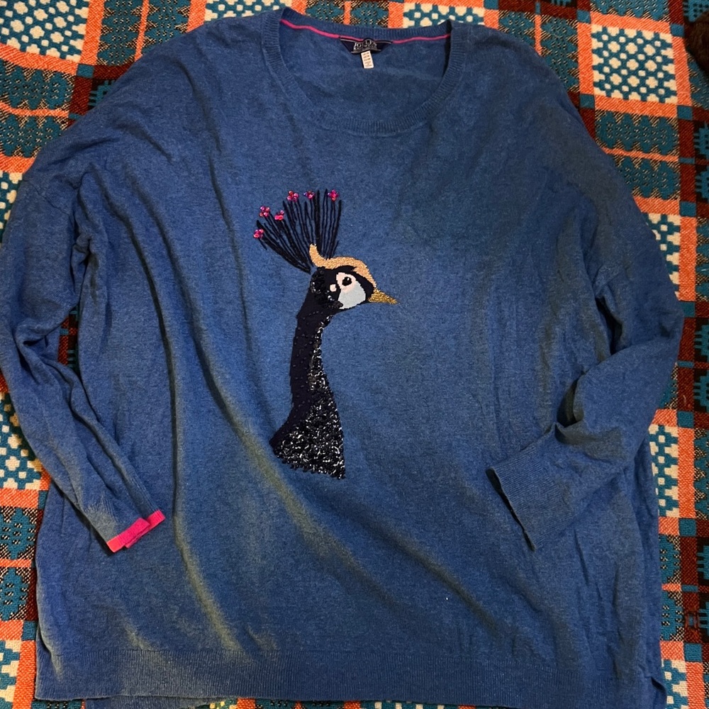 Joules blue peacock sweater size14